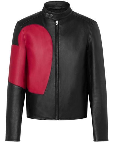 Moschino Heart-print Leather Jacket - Black