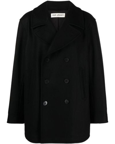 Our Legacy Double-breasted Peacoat - Black