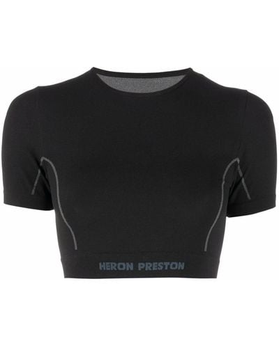 Heron Preston Cropped-Top mit Logo-Bund - Schwarz