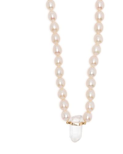 JIA JIA 14kt Yellow Gold Ocean Pearl Crystal Quartz Charm Necklace - White