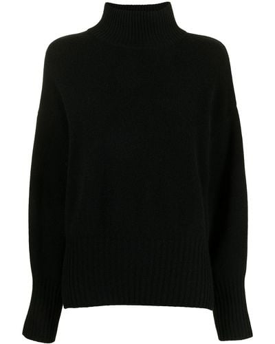 N.Peal Cashmere Mock Neck Cashmere Sweater - Black