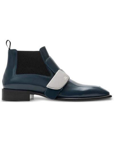 Burberry Shield Leather Chelsea Boots - Blue
