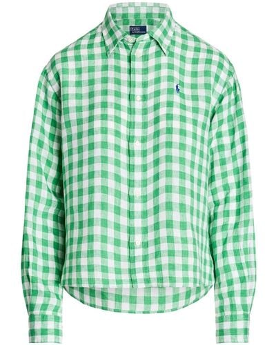 Polo Ralph Lauren Gingham-print Linen Shirt - Green