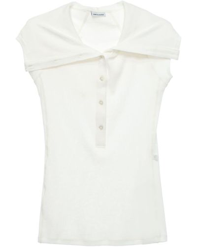 Low Classic Hooded Button-placket Tank Top - White