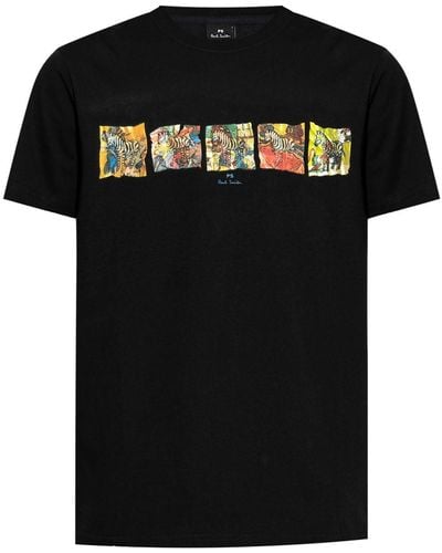 PS by Paul Smith Graphic-print cotton T-shirt - Schwarz