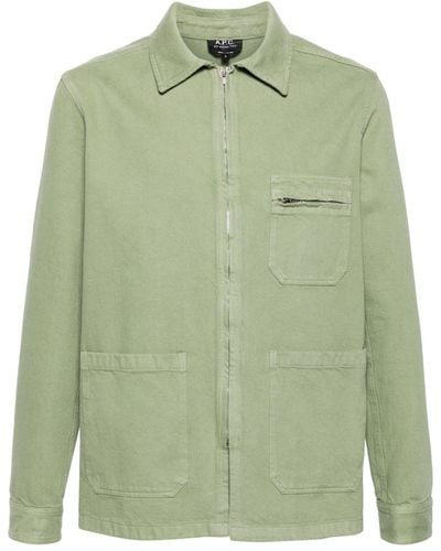 A.P.C. Connor Hemdjacke aus Baumwolle - Grün