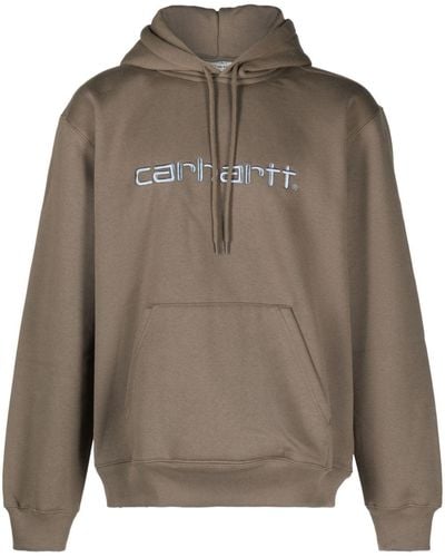 Carhartt Logo-embroidered Jersey Hoodie - Brown