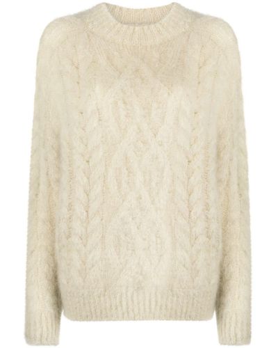 Isabel Marant Cable Knit Mohair Blend Sweater - Natural