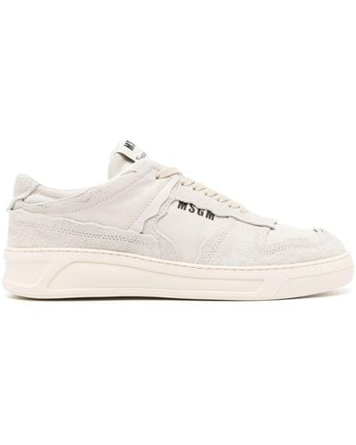 MSGM Fantastic Green Leather Sneakers - White