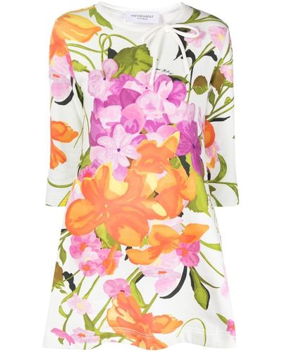 Viktor & Rolf Floral-print A-line Mini Dress - Pink