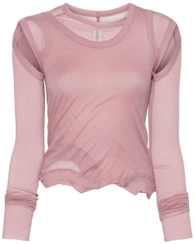 Rick Owens Layered Distressed-effect Top - Pink