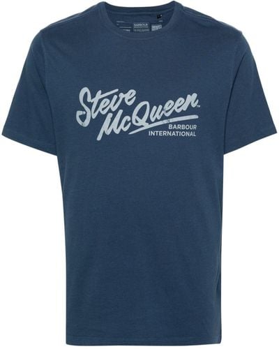 Barbour X Steve Mcqueen T-shirt Met Logoprint - Blauw