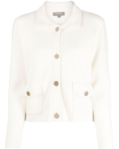 N.Peal Cashmere Milano Cashmere Cropped Jacket - White
