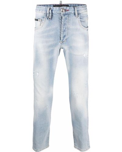 Philipp Plein Ausgeblichene Skinny-Jeans - Blau