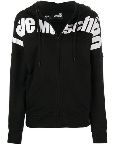 Love Moschino Logo-print Hooded Cotton Jacket - Black