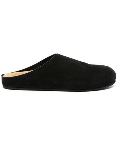 The Row Almond Suede Sandals - Black