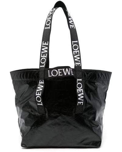 Loewe Fold Shopper レザーバッグ - ブラック