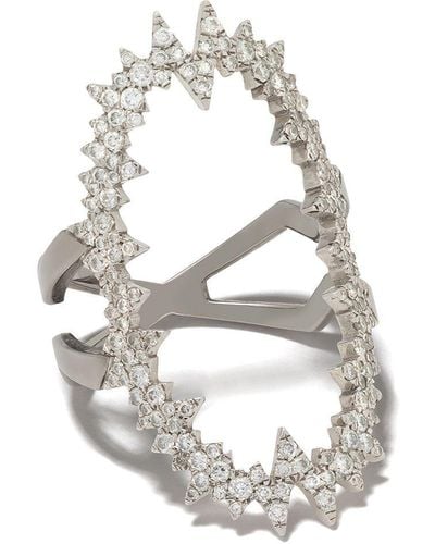 Diane Kordas 18kt White Gold Atomic Diamond Ring