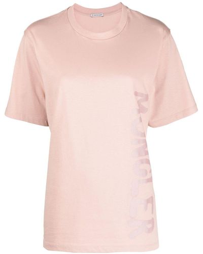 Moncler T-shirt à logo imprimé - Rose