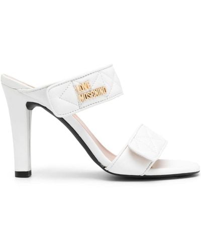 Love Moschino 105mm Open-toe Leather Mules - White