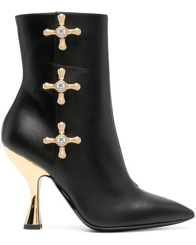 Moschino 100mm Faucet-detail Leather Boots - Black