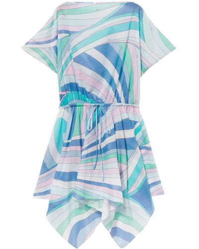 Emilio Pucci Iride-Print Cotton Minidress - Blue