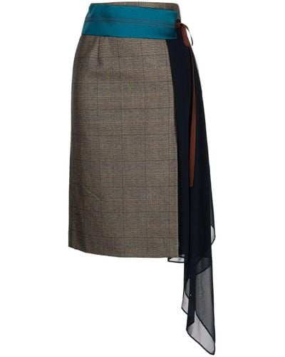 Kolor Check-pattern High-waist Skirt - Grey