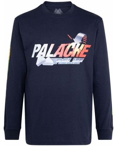 Palace T-shirt a maniche lunghe Palache SS20 - Blu