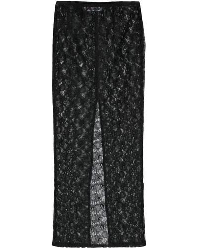 Chiara Ferragni Floral-lace Midi Skirt - Black