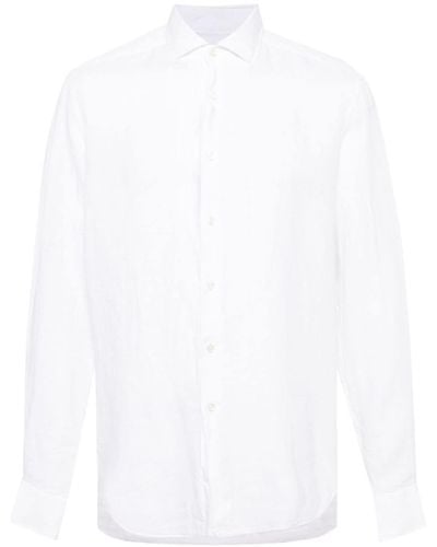 Dell'Oglio スプレッドカラー リネンシャツ - ホワイト