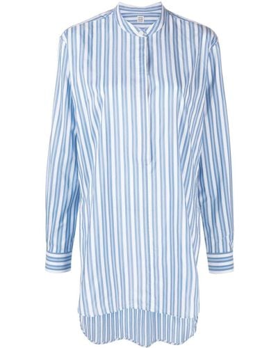 Totême Vertical-stripe Print Long Shirt - Blue