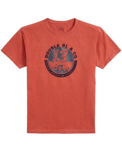 RRL T-Shirt mit grafischem Print - Rot