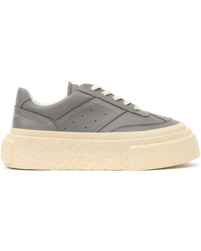 MM6 by Maison Martin Margiela Gambetta Leather Sneakers - Gray