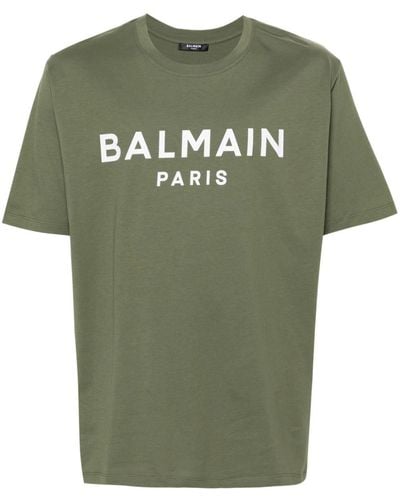 Balmain Camiseta con logo estampado - Verde