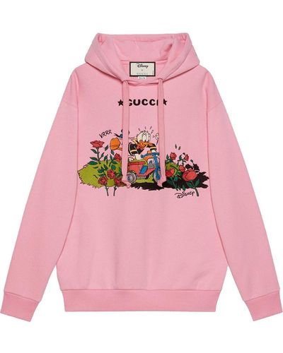 Gucci X Disney Donald Duck Logo Hoodie - Pink