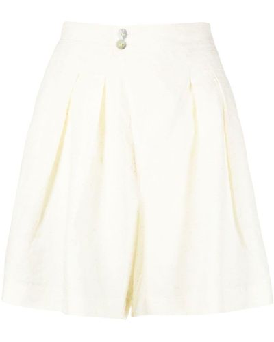 Forte Forte Pleat-detail Buttoned Knee-length Shorts - White