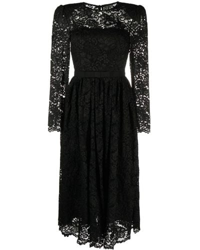 Self-Portrait Detachable-belt Floral-lace Dress - Black