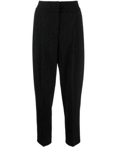 Le Tricot Perugia Cropped Tapered Trousers - Black