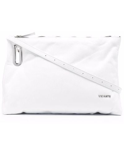 Vic Matié Katrin Leather Clutch Bag - White