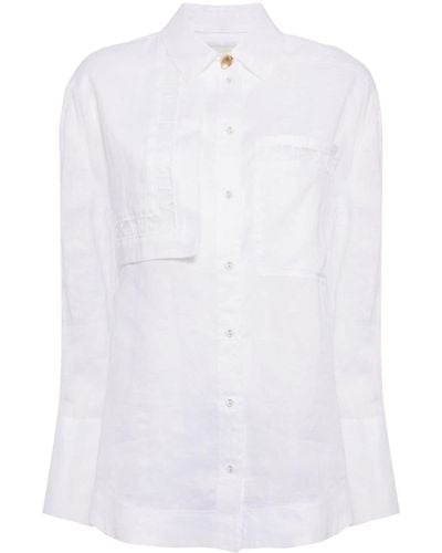 Aje. Logo-embroidered Linen Shirt - White