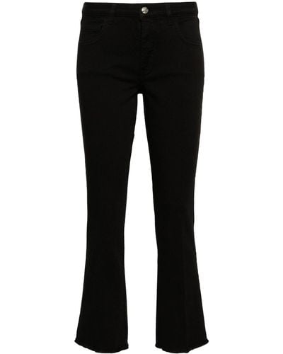 Fay Mid-rise Frayed Cropped Jeans - Black
