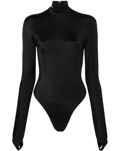 Mugler Logo-lettering Jersey Bodysuit - Black