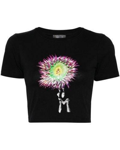 Mugler Anemone Cropped-T-Shirt - Schwarz
