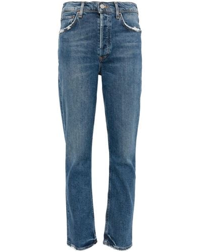 Agolde Riley Straight-Leg-Jeans mit hohem Bund - Blau