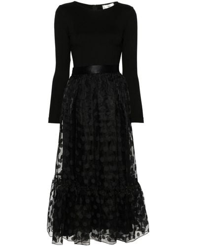 Nissa Midi-jurk Met Stippen - Zwart
