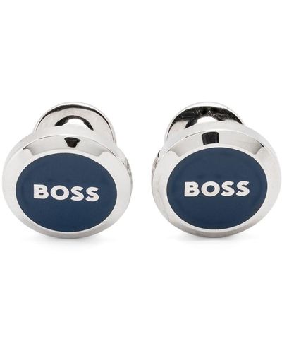 BOSS Logo-print Cufflinks - Blue