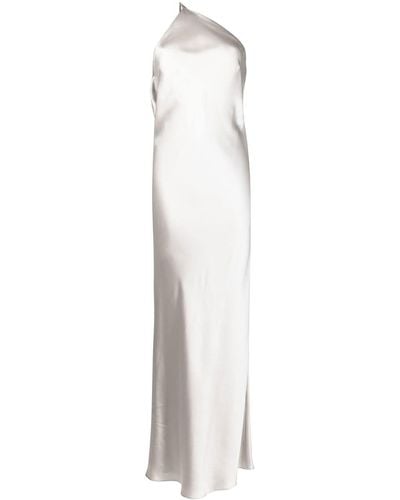 Michelle Mason Robe mi-longue à design asymétrique à une épaule - Blanc