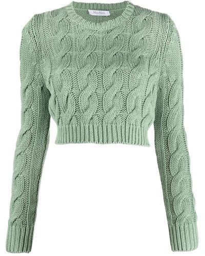 Max Mara Cable-knit Cropped Top - Green