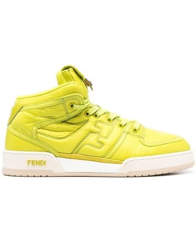 Fendi Ff Logo-embroidered High-top Sneakers - Yellow