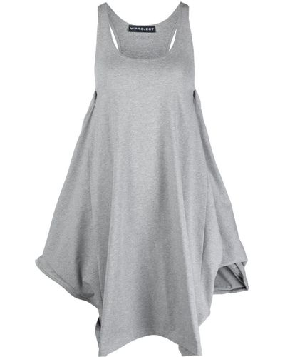 Y. Project Wire Twisted Cotton-blend Minidress - Grey
